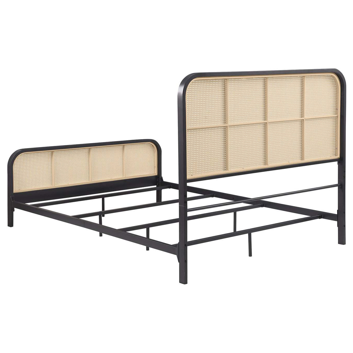 360250Q Lanewood Open Cane Webbing Metal Queen Bed Black
