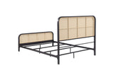 360250Q Lanewood Open Cane Webbing Metal Queen Bed Black