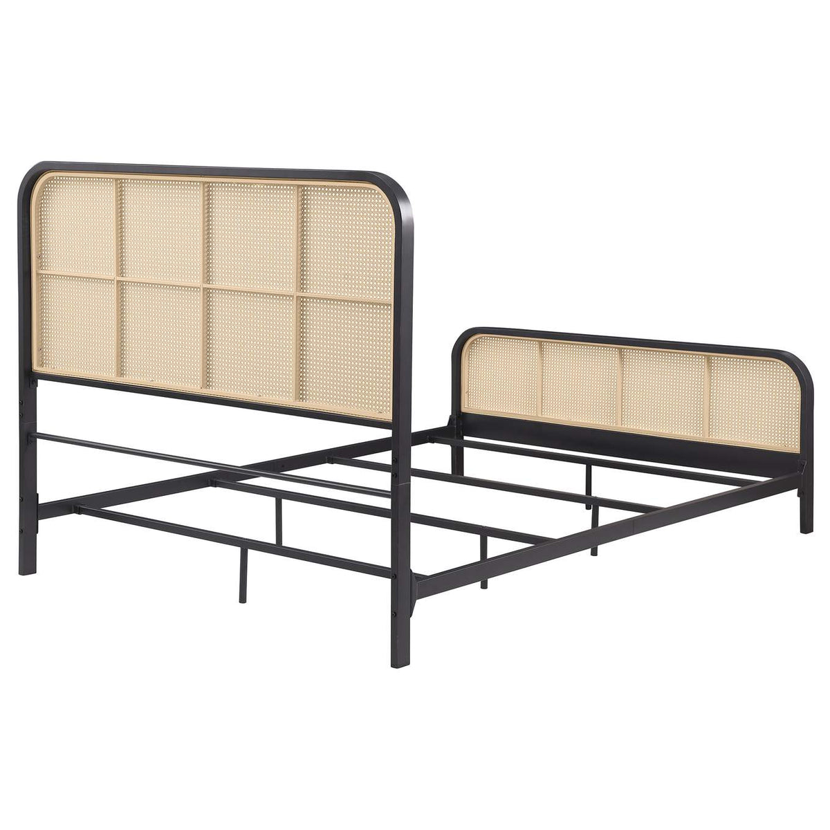 360250Q Lanewood Open Cane Webbing Metal Queen Bed Black