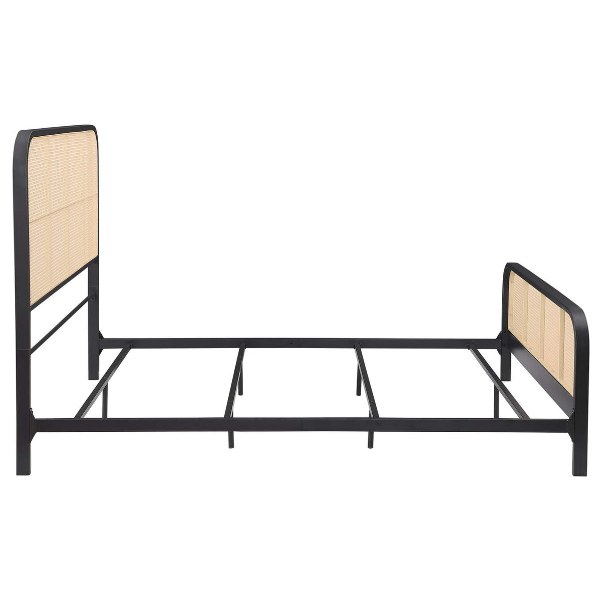 360250Q Lanewood Open Cane Webbing Metal Queen Bed Black