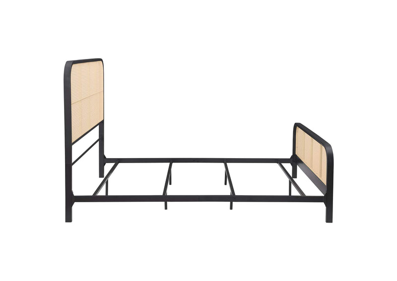 360250Q Lanewood Open Cane Webbing Metal Queen Bed Black