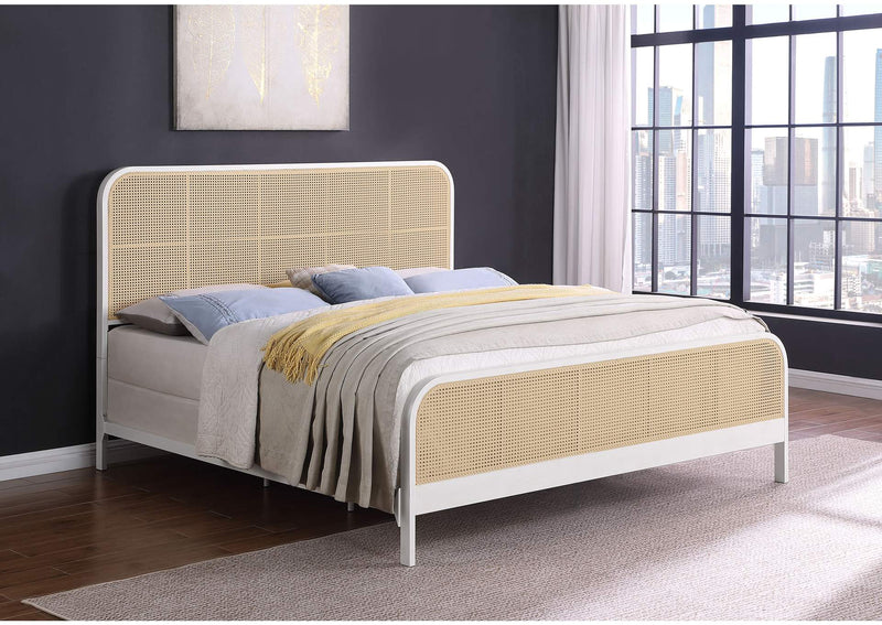 360251KE Lanewood Open Cane Webbing Metal Eastern King Bed White