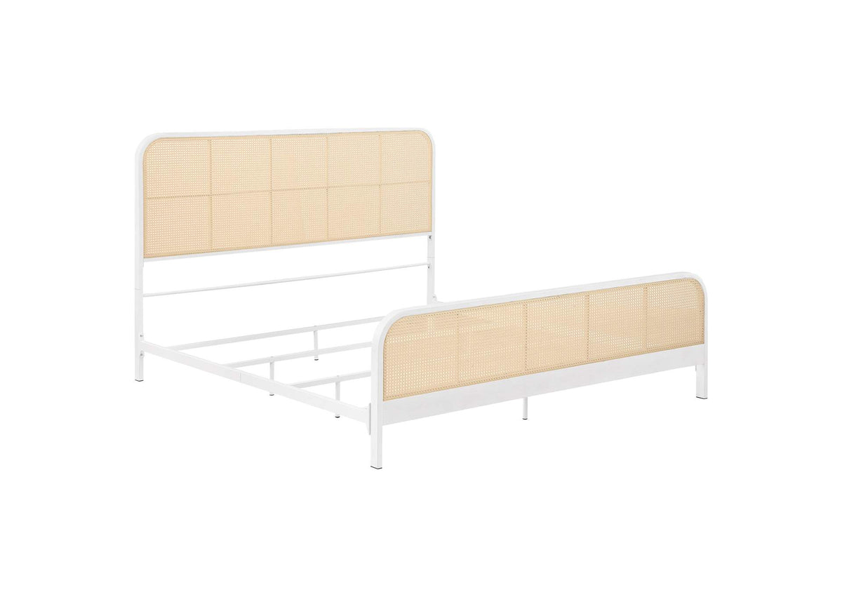 360251KE Lanewood Open Cane Webbing Metal Eastern King Bed White