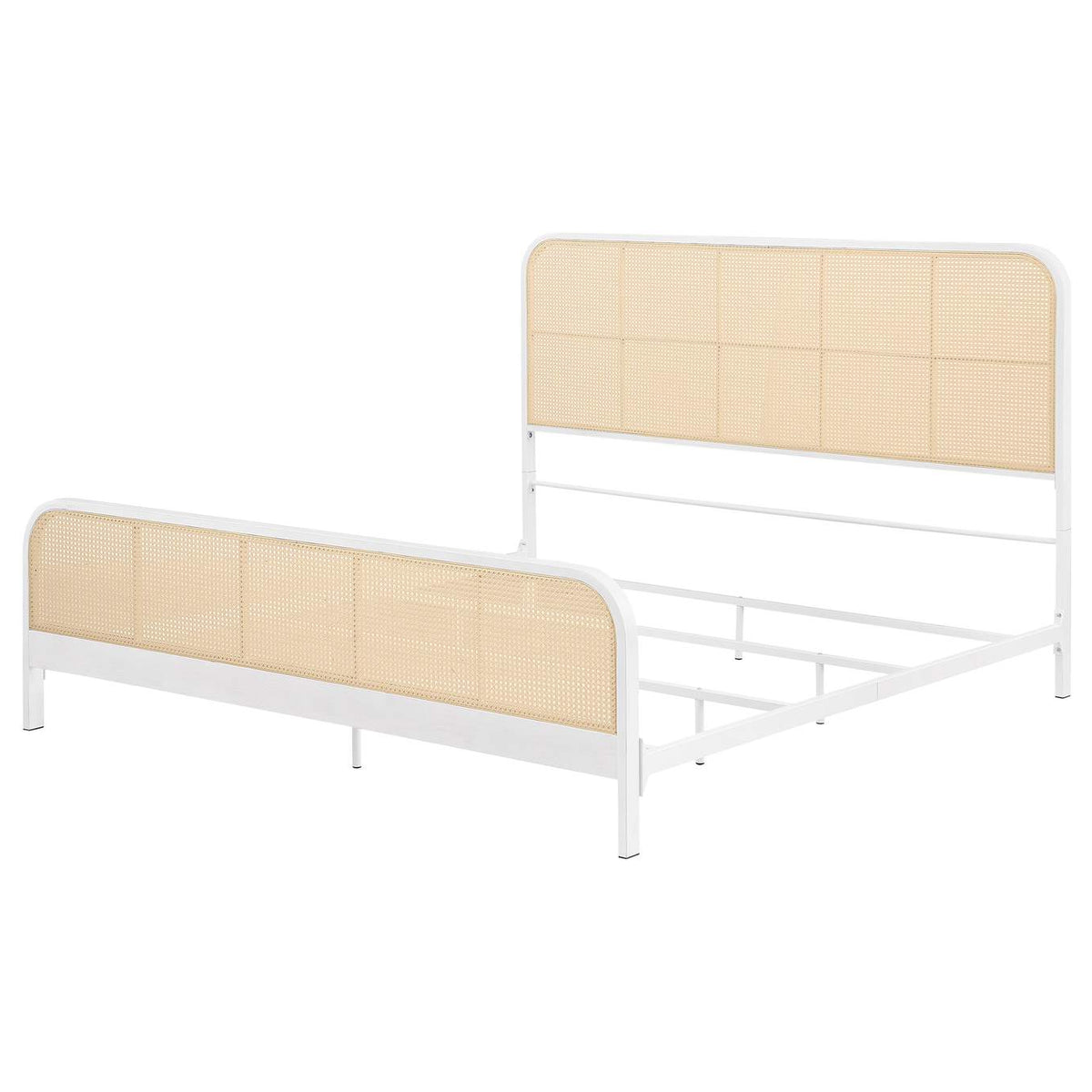 360251KE Lanewood Open Cane Webbing Metal Eastern King Bed White