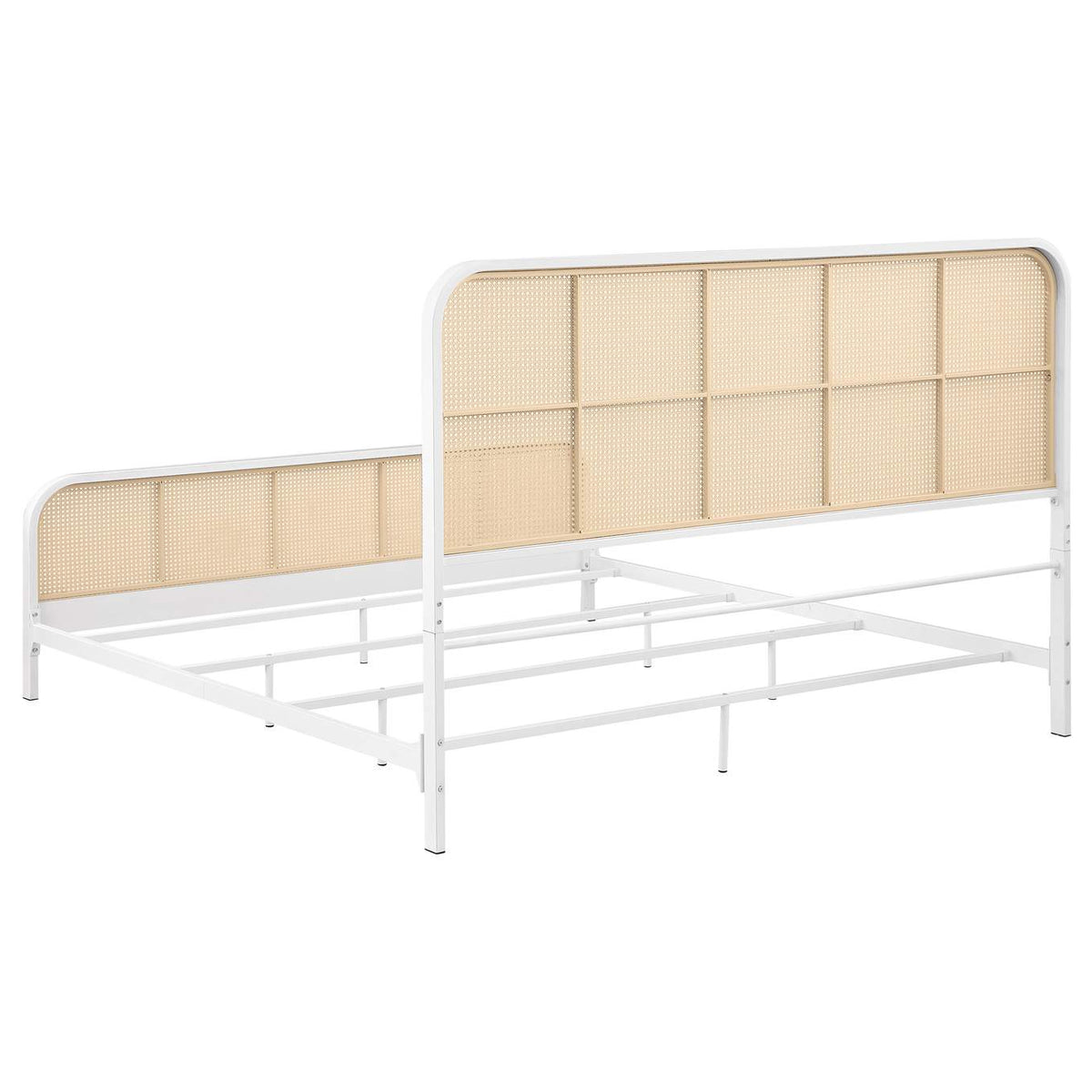 360251KE Lanewood Open Cane Webbing Metal Eastern King Bed White