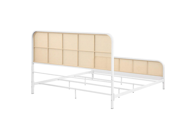 360251KE Lanewood Open Cane Webbing Metal Eastern King Bed White