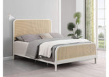 360251Q Lanewood Open Cane Webbing Metal Queen Bed White