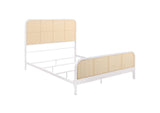 360251Q Lanewood Open Cane Webbing Metal Queen Bed White