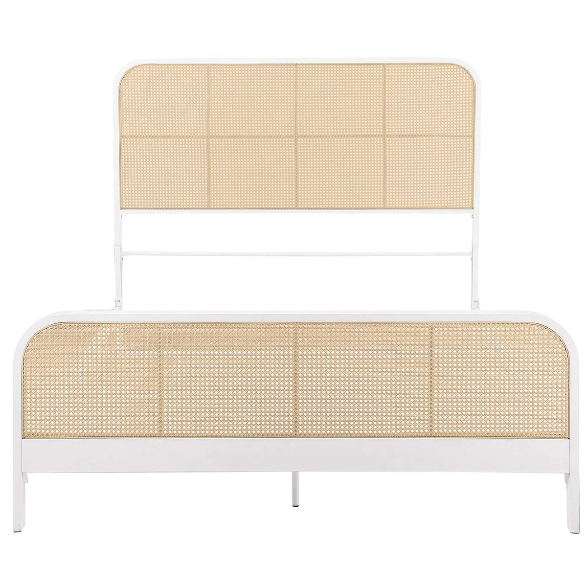 360251Q Lanewood Open Cane Webbing Metal Queen Bed White