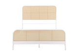 360251Q Lanewood Open Cane Webbing Metal Queen Bed White