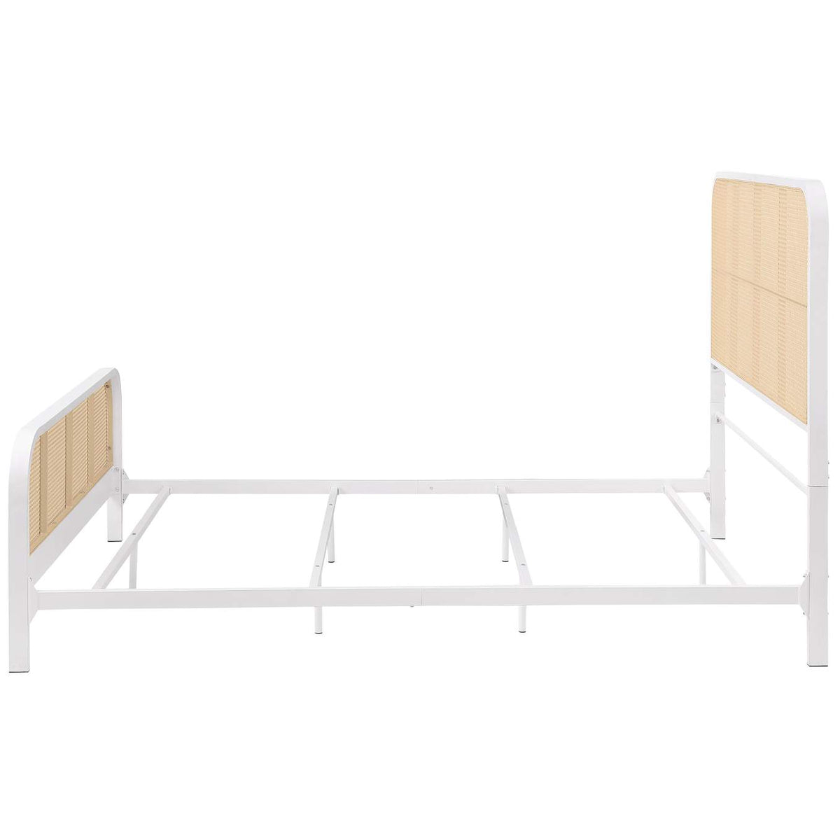 360251Q Lanewood Open Cane Webbing Metal Queen Bed White