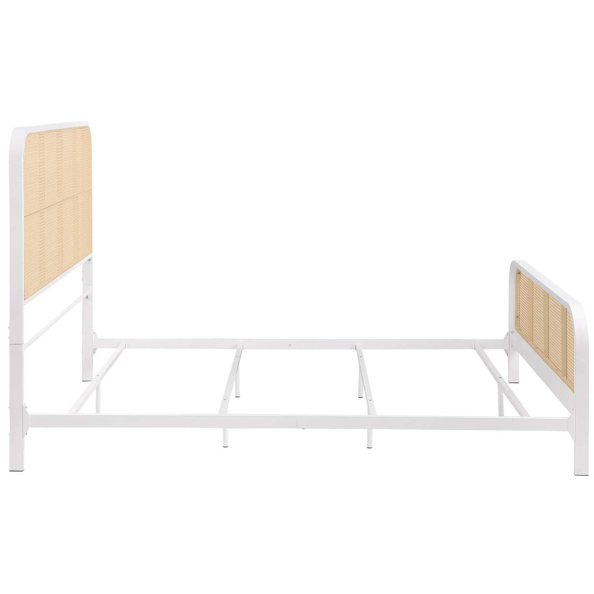 360251Q Lanewood Open Cane Webbing Metal Queen Bed White