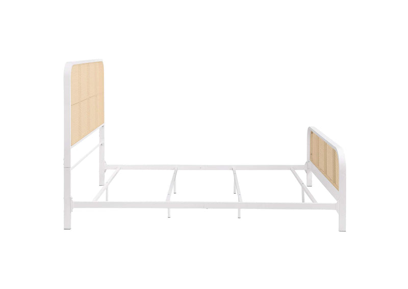360251Q Lanewood Open Cane Webbing Metal Queen Bed White