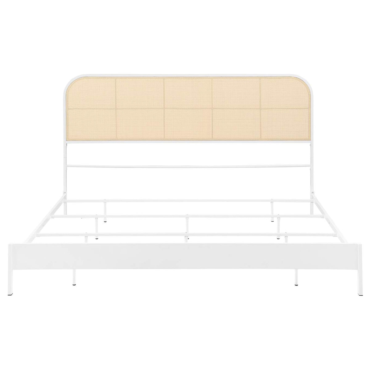 360301KE Amherst Radio Weave Rattan Metal Eastern King Bed White