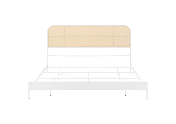 360301KE Amherst Radio Weave Rattan Metal Eastern King Bed White
