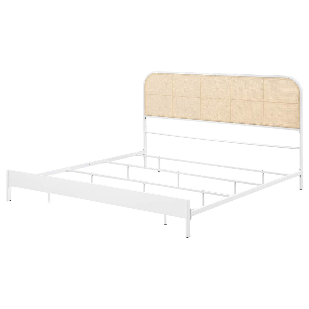 360301KE Amherst Radio Weave Rattan Metal Eastern King Bed White