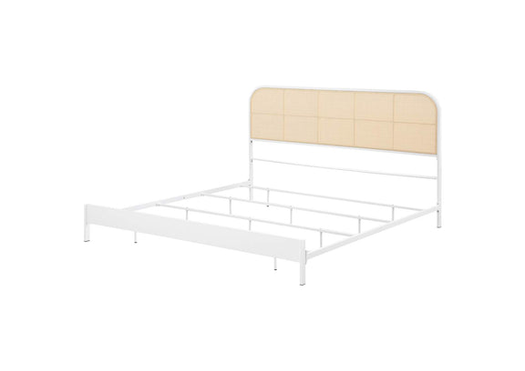 360301KE Amherst Radio Weave Rattan Metal Eastern King Bed White