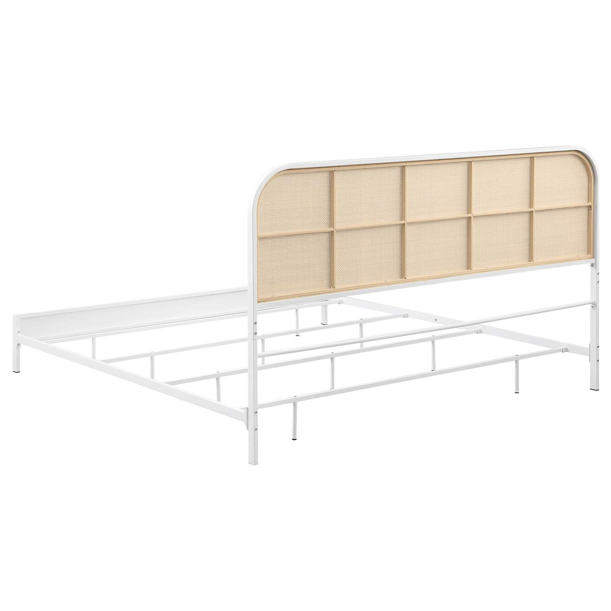 360301KE Amherst Radio Weave Rattan Metal Eastern King Bed White
