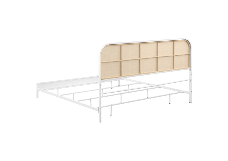 360301KE Amherst Radio Weave Rattan Metal Eastern King Bed White