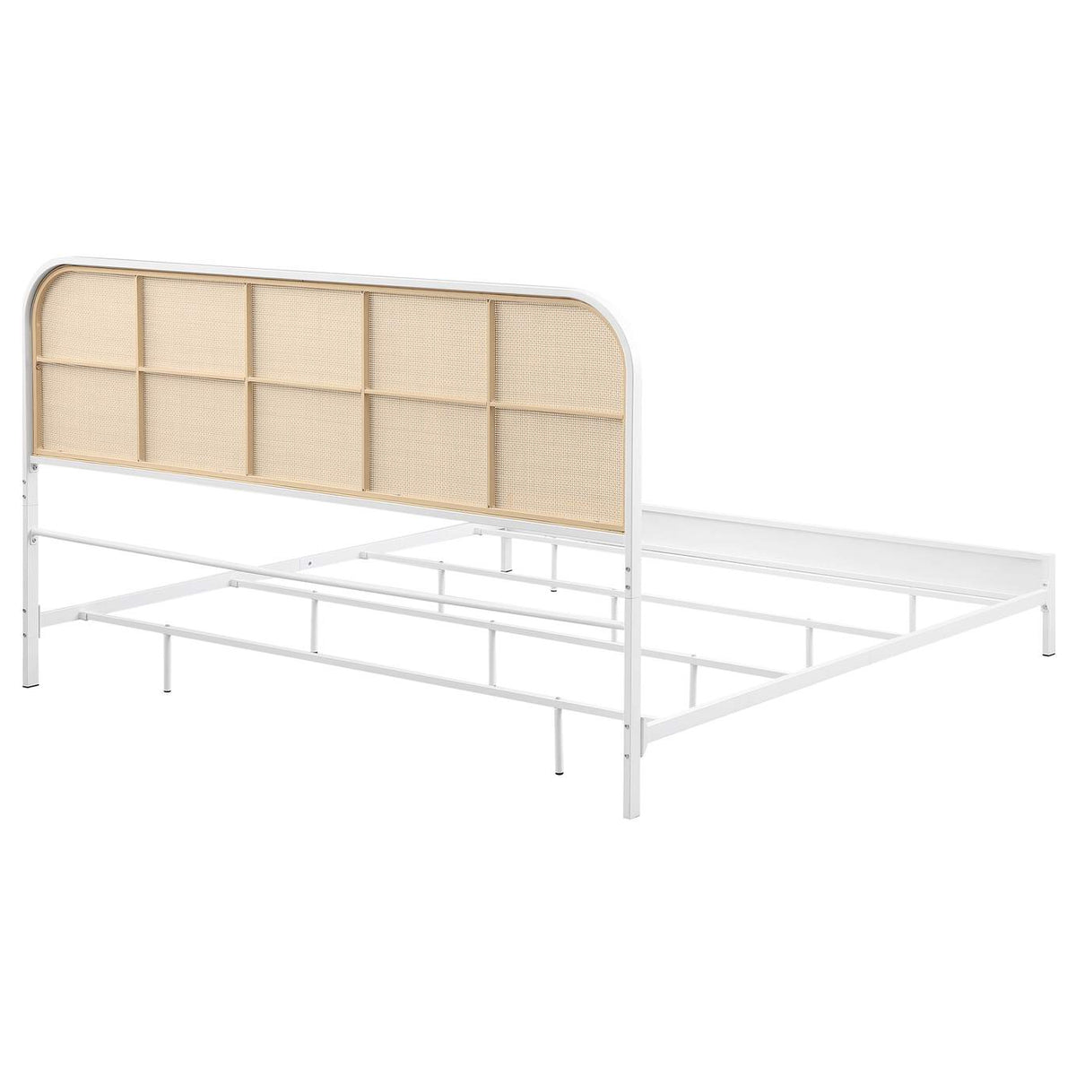 360301KE Amherst Radio Weave Rattan Metal Eastern King Bed White