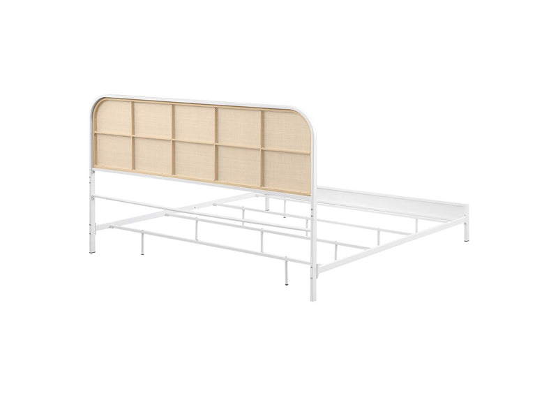360301KE Amherst Radio Weave Rattan Metal Eastern King Bed White