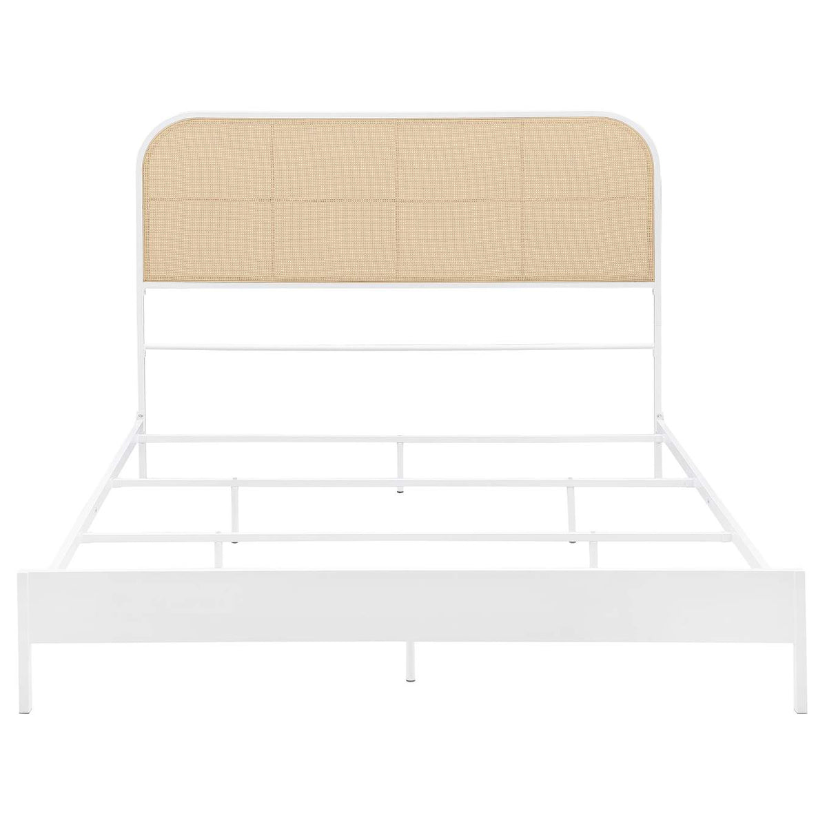 360301Q Amherst Radio Weave Rattan Metal Queen Bed White