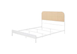 360301Q Amherst Radio Weave Rattan Metal Queen Bed White