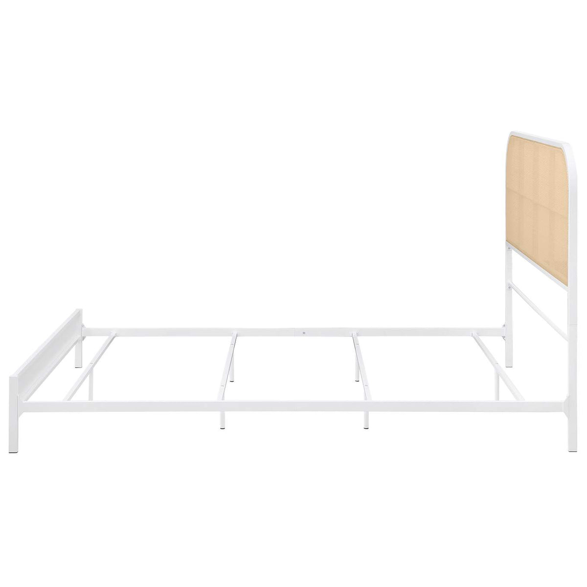 360301Q Amherst Radio Weave Rattan Metal Queen Bed White