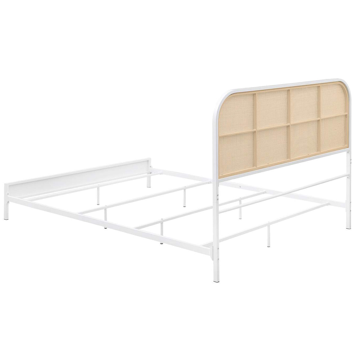 360301Q Amherst Radio Weave Rattan Metal Queen Bed White