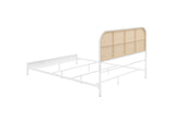 360301Q Amherst Radio Weave Rattan Metal Queen Bed White