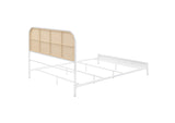 360301Q Amherst Radio Weave Rattan Metal Queen Bed White