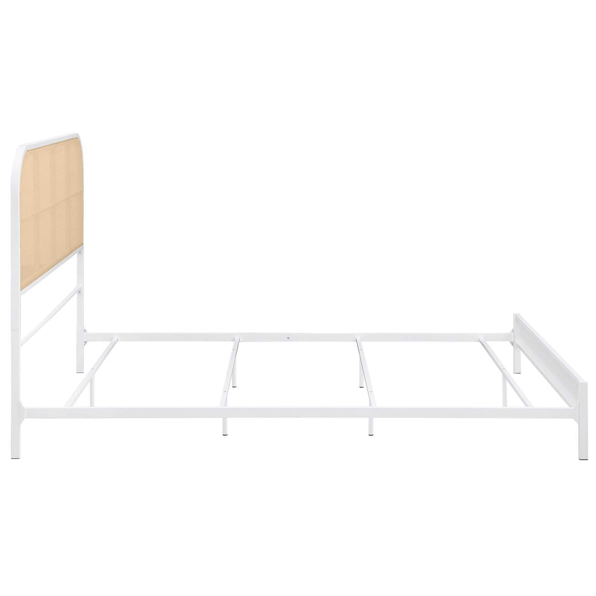 360301Q Amherst Radio Weave Rattan Metal Queen Bed White
