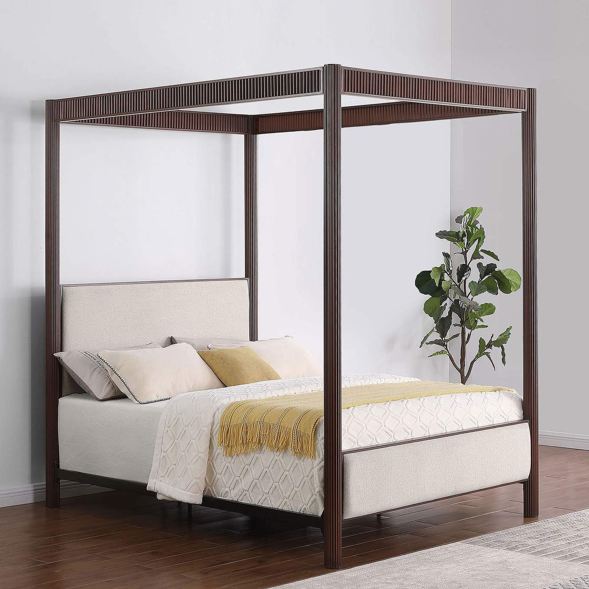 360331KE Zimmerlee 89-inch Metal Eastern King Canopy Bed Rust Brown