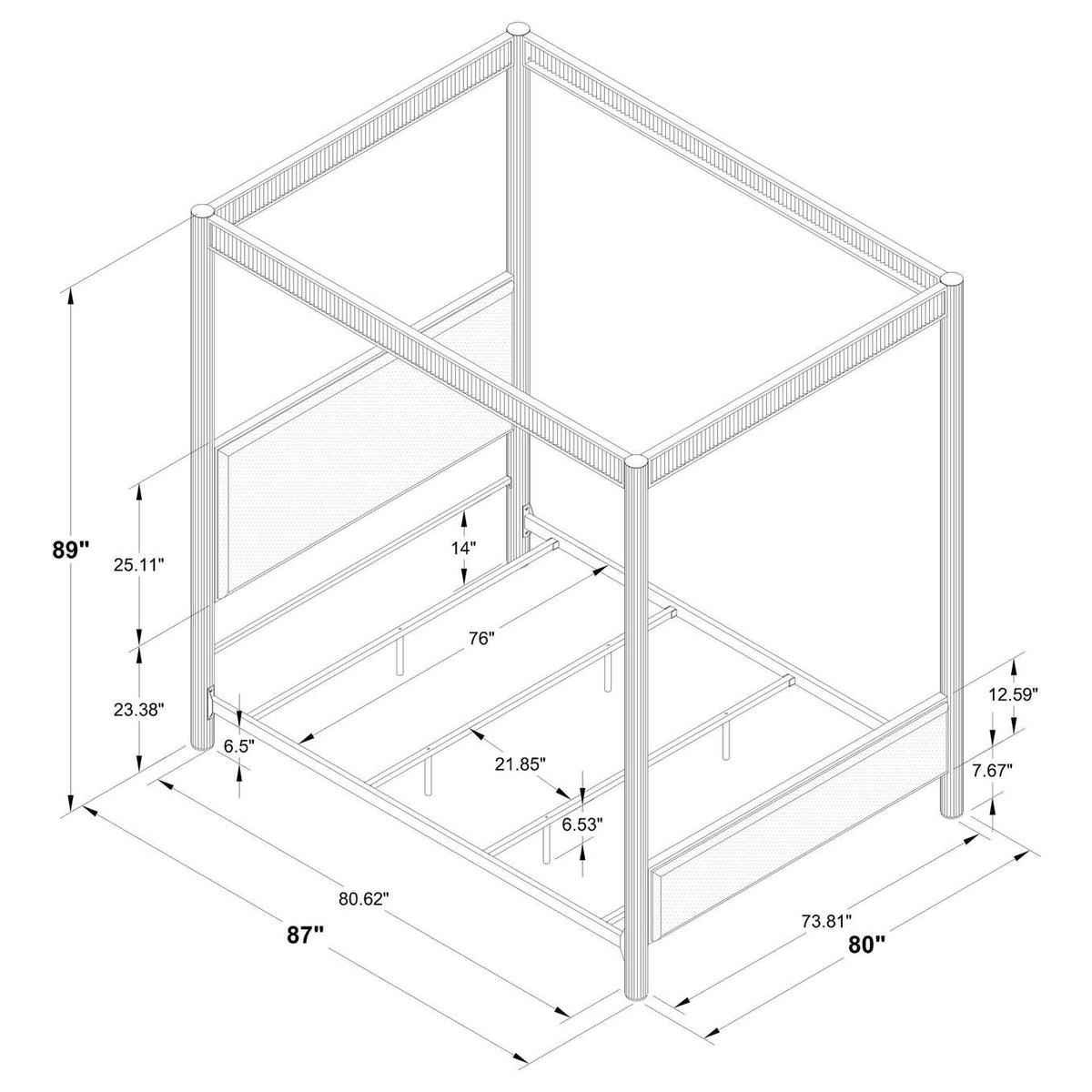 360331KE Zimmerlee 89-inch Metal Eastern King Canopy Bed Rust Brown