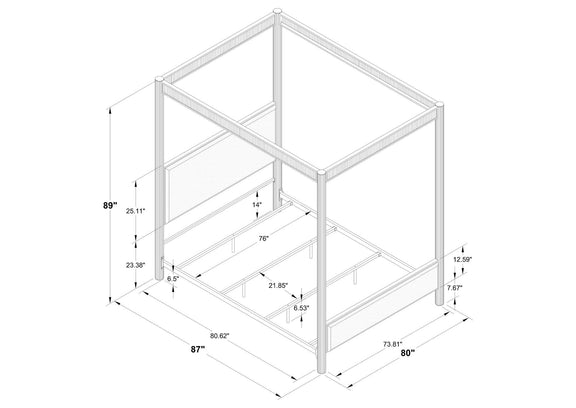 360331KE Zimmerlee 89-inch Metal Eastern King Canopy Bed Rust Brown