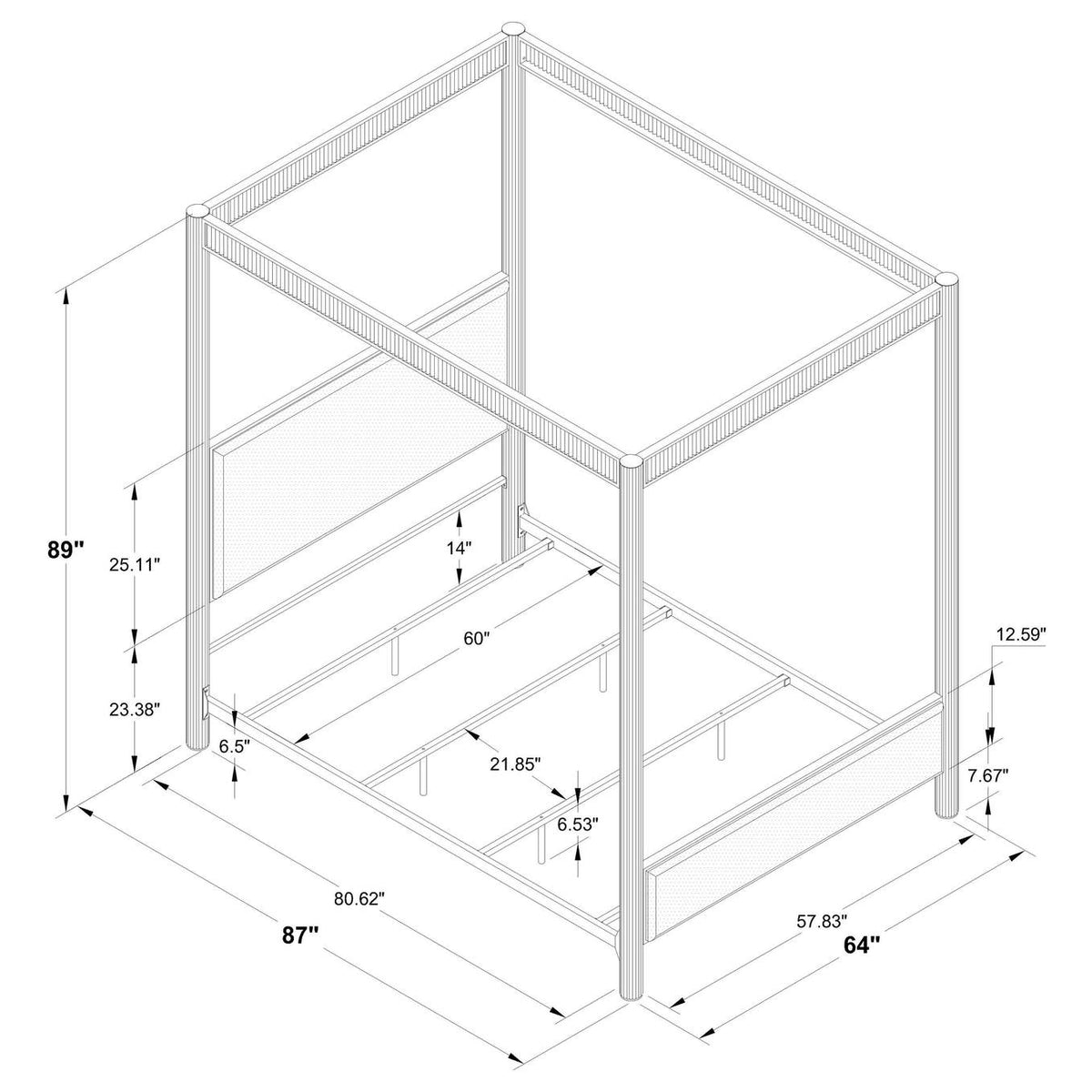 360331Q Zimmerlee 89-inch Metal Queen Canopy Bed Rust Brown