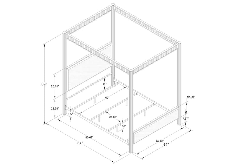 360331Q Zimmerlee 89-inch Metal Queen Canopy Bed Rust Brown