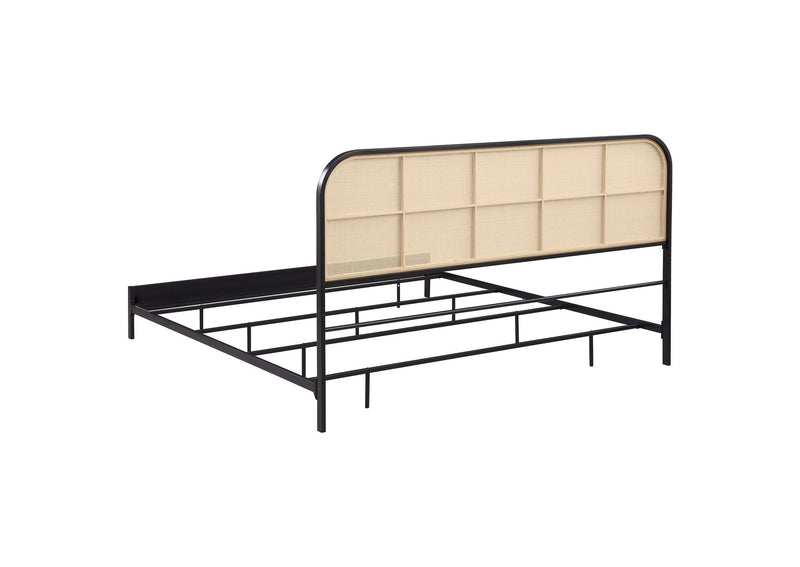 360351KE Amherst Radio Weave Rattan Metal Eastern King Bed Black