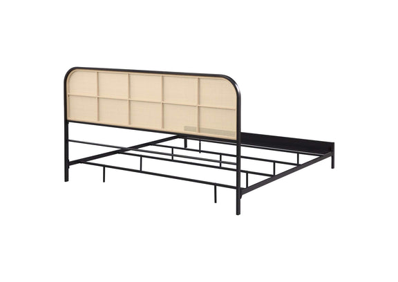 360351KE Amherst Radio Weave Rattan Metal Eastern King Bed Black