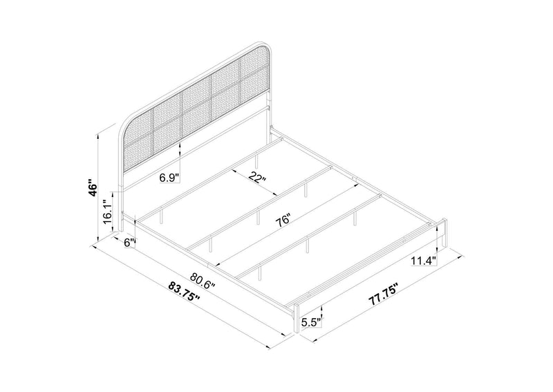 360351KE Amherst Radio Weave Rattan Metal Eastern King Bed Black