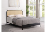 360351Q Amherst Radio Weave Rattan Metal Queen Bed Black