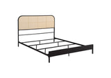 360351Q Amherst Radio Weave Rattan Metal Queen Bed Black