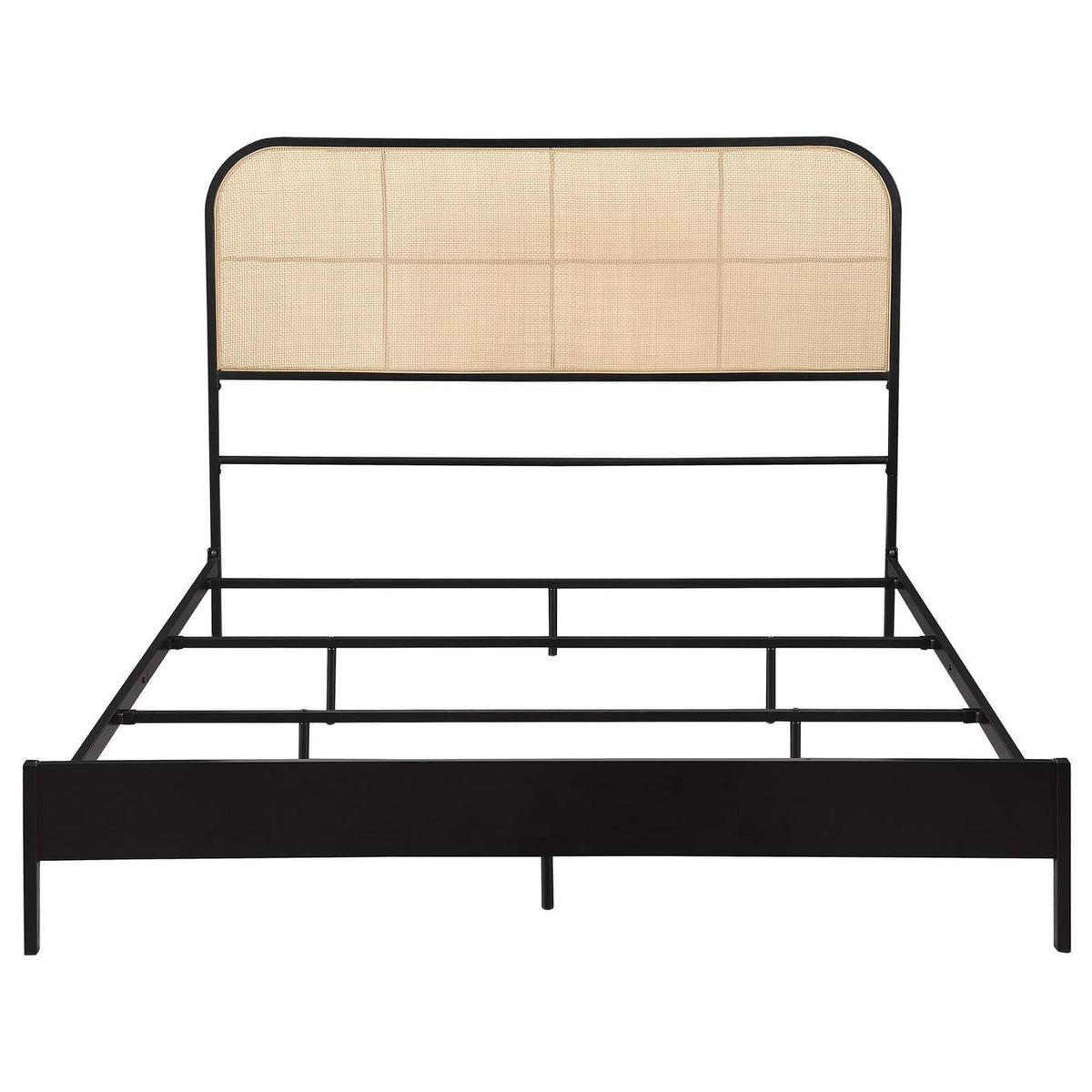 360351Q Amherst Radio Weave Rattan Metal Queen Bed Black