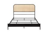 360351Q Amherst Radio Weave Rattan Metal Queen Bed Black