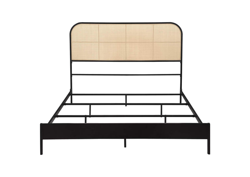 360351Q Amherst Radio Weave Rattan Metal Queen Bed Black