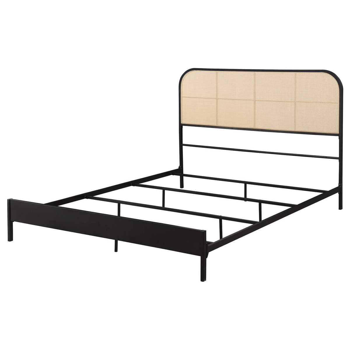 360351Q Amherst Radio Weave Rattan Metal Queen Bed Black