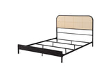 360351Q Amherst Radio Weave Rattan Metal Queen Bed Black