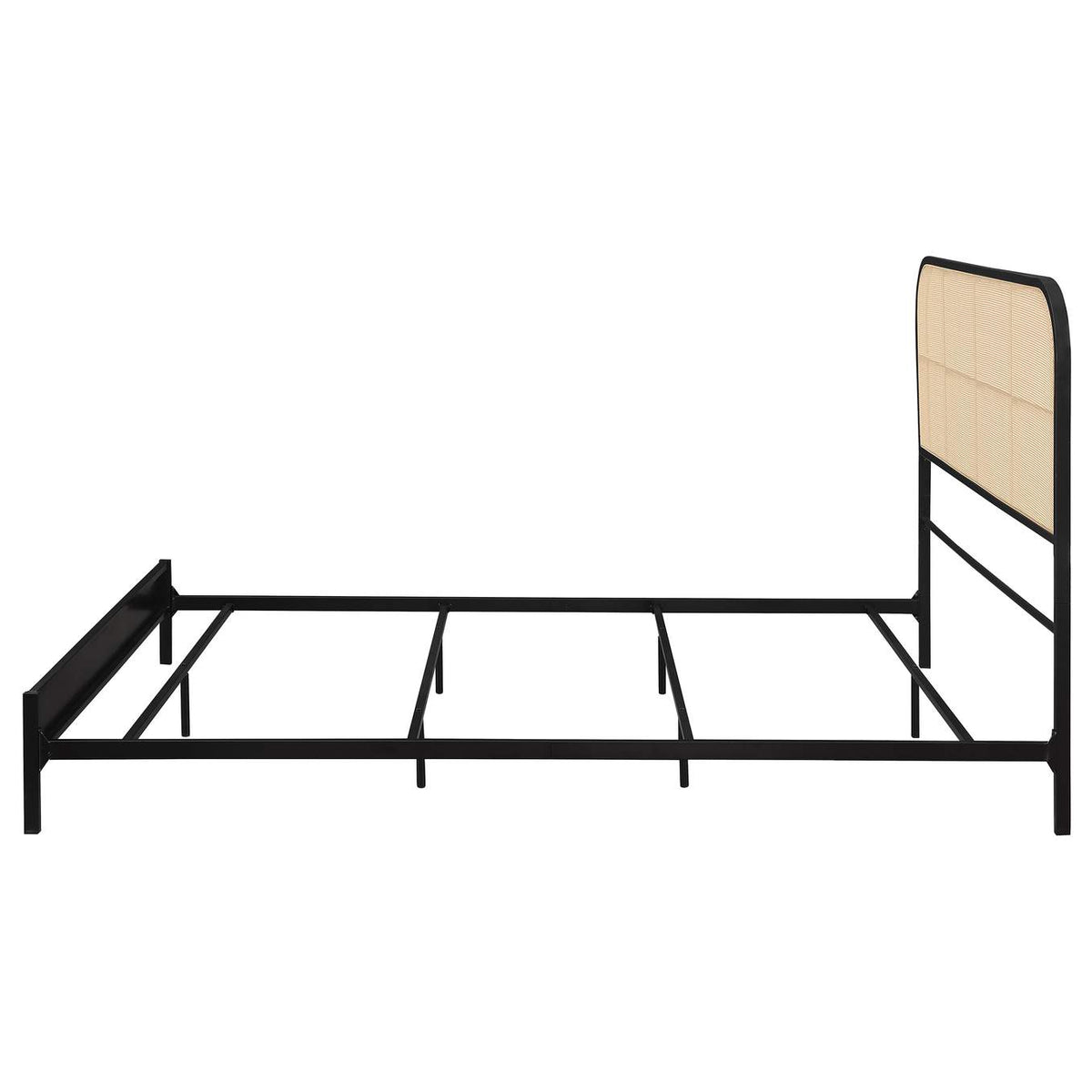 360351Q Amherst Radio Weave Rattan Metal Queen Bed Black