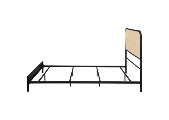 360351Q Amherst Radio Weave Rattan Metal Queen Bed Black