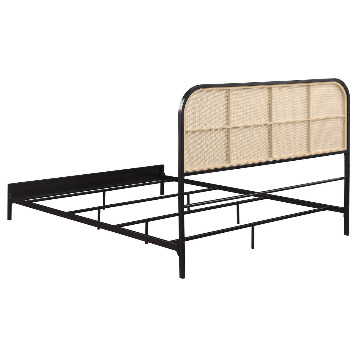 360351Q Amherst Radio Weave Rattan Metal Queen Bed Black